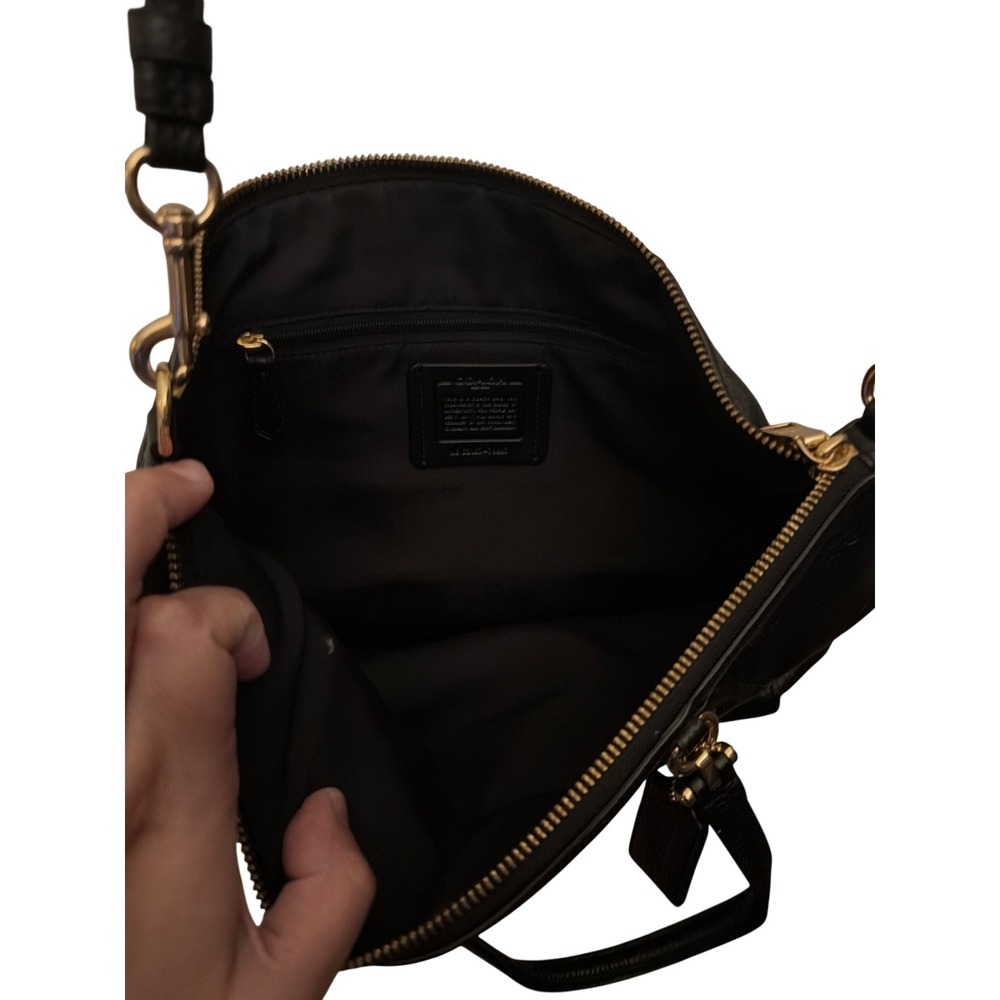 Coach Satchel Black Pebbled Leather Crossbody Bag Gold Hardware C2157-79997 - Picture 8 of 10